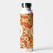 Groovy Retro Orange Hippie Blume Monogramm Trinkflasche (Links)