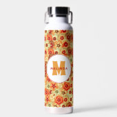 Groovy Retro Orange Hippie Blume Monogramm Trinkflasche (Vorne)
