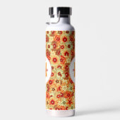 Groovy Retro Orange Hippie Blume Monogramm Trinkflasche (Rechts)
