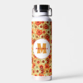 Groovy Retro Orange Hippie Blume Monogramm Trinkflasche (Rückseite)