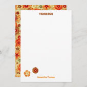 Groovy Retro Orange Hippie Blume Muster Dankeskarte (Vorne/Hinten)