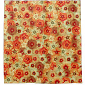 Groovy Retro Orange Hippie Blume Muster Duschvorhang (Vorderseite)
