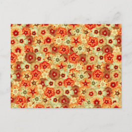 Groovy Retro Orange Hippie Blume Muster Feiertagspostkarte