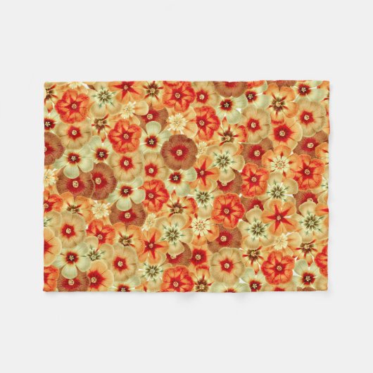 Groovy Retro Orange Hippie Blume Muster Fleecedecke (Vorderseite (Horizontal))