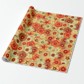 Groovy Retro Orange Hippie Blume Muster Geschenkpapier (Ungerollt)