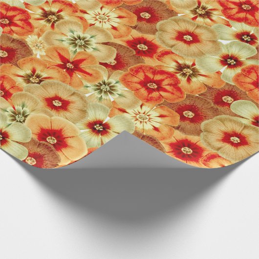 Groovy Retro Orange Hippie Blume Muster Geschenkpapier (Ecke)