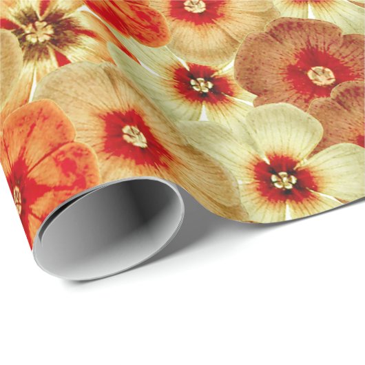Groovy Retro Orange Hippie Blume Muster Geschenkpapier (Rolleneckpunkt)