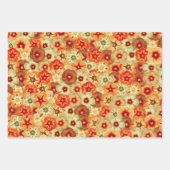 Groovy Retro Orange Hippie Blume Muster Geschenkpapier Set (Vorderseite 3)