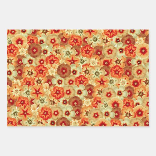 Groovy Retro Orange Hippie Blume Muster Geschenkpapier Set (Vorderseite 3)