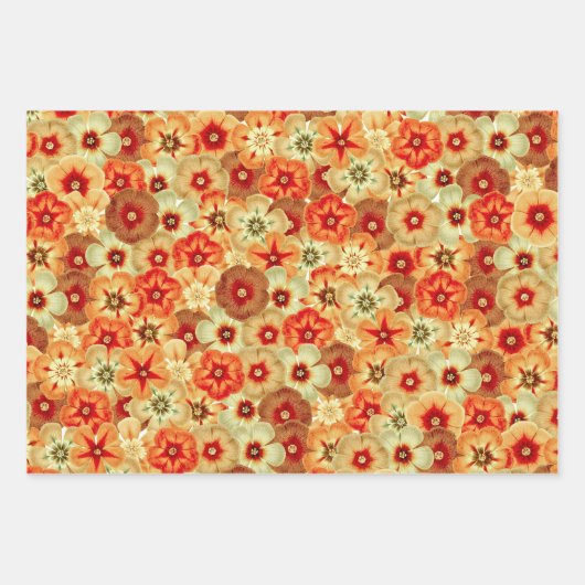 Groovy Retro Orange Hippie Blume Muster Geschenkpapier Set (Vorderseite 2)