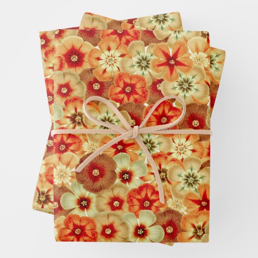 Groovy Retro Orange Hippie Blume Muster Geschenkpapier Set (Beispiel)