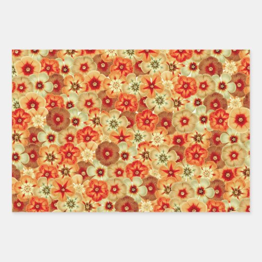 Groovy Retro Orange Hippie Blume Muster Geschenkpapier Set (Vorderseite)
