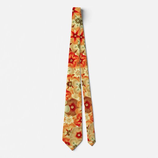 Groovy Retro Orange Hippie Blume Muster Krawatte (Vorderseite)