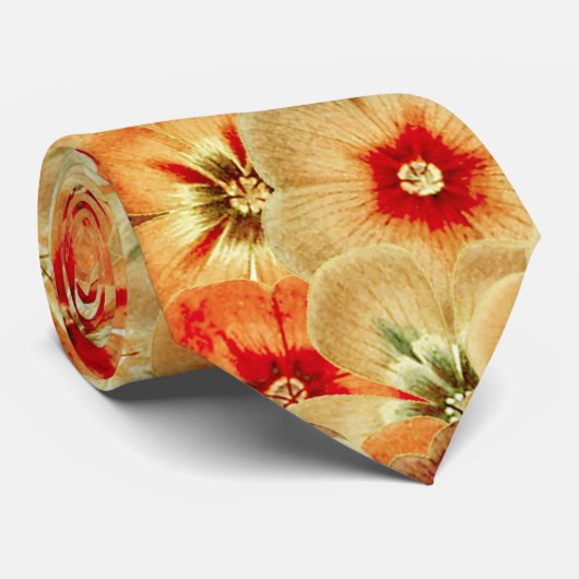 Groovy Retro Orange Hippie Blume Muster Krawatte (Gerollt)