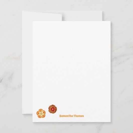 Groovy Retro Orange Hippie Blume Muster Mitteilungskarte (Vorderseite)