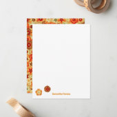 Groovy Retro Orange Hippie Blume Muster Mitteilungskarte (Vorderseite/Rückseite Beispiel)