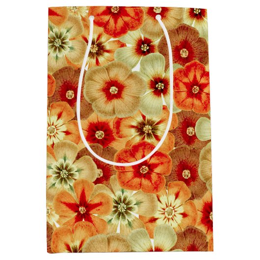 Groovy Retro Orange Hippie Blume Muster Mittlere Geschenktüte (Vorderseite)