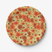 Groovy Retro Orange Hippie Blume Muster Pappteller (Vorderseite)