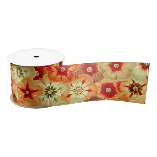Groovy Retro Orange Hippie Blume Muster Satinband (Spule)
