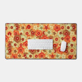 Groovy Retro Orange Hippie Blume Muster Schreibtischunterlage (Tastatur & Maus)