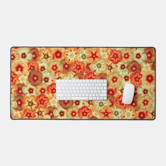 Groovy Retro Orange Hippie Blume Muster Schreibtischunterlage (Tastatur & Maus)