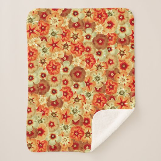 Groovy Retro Orange Hippie Blume Muster Sherpadecke (Vorderseite)