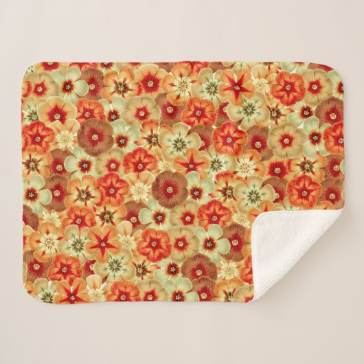 Groovy Retro Orange Hippie Blume Muster Sherpadecke (Vorderseite (Horizontal))