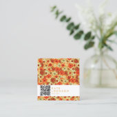 Groovy Retro Orange Hippie Blume QR Code Quadratische Visitenkarte (Stehend Vorderseite)