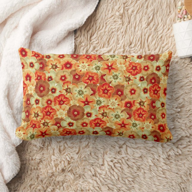 Groovy Retro Orange Hippie Flowers Pattern Lendenkissen (Decke)