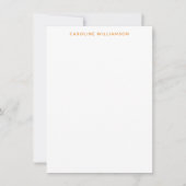 Groovy Retro Orange Individuelle Name Stationery Mitteilungskarte (Vorderseite)