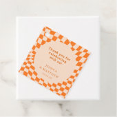 Groovy Retro Orange Karo Wedding Custom Vielen Dan Geschenkanhänger (Beispiel)