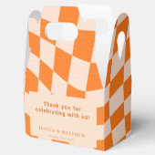Groovy Retro Orange Karo Wedding Custom Vielen Dan Geschenkschachtel (Geöffnet)