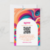 Groovy Retro Orange Pink Funky QR Code UAWG RSVP Karte (Vorderseite)