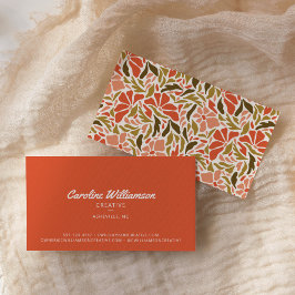 Groovy Retro Orange Red Green Botanical Trendy Visitenkarte