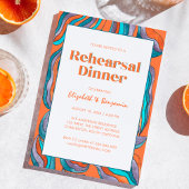 Groovy Retro Orange Wavy Hochzeit Probe Dinner Einladung