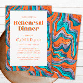 Groovy Retro Orange Wavy Hochzeit Probe Dinner Einladung