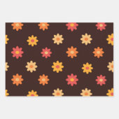 Groovy Retro Orange Yellow Red Blume Geschenkpapier Set (Vorderseite 3)