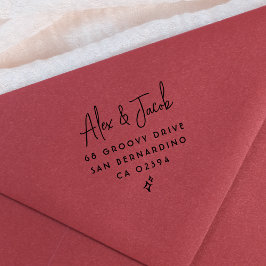 Groovy Retro Paare Namen und Rücksendeadresse Gummistempel