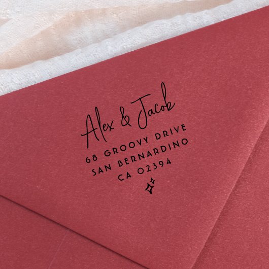 Groovy Retro Paare Namen und Rücksendeadresse Gummistempel