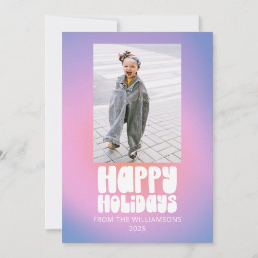 Groovy Retro Pastel Two Foto Frohe Weihnachten (Vorderseite)