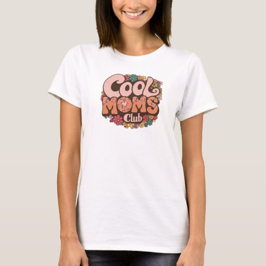 Groovy Retro pastellfarbene Blume coole Mütter Clu T-Shirt (Vorderseite)