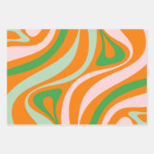 Groovy Retro Patterns 60er 70er Orange Green Geschenkpapier Set (Vorderseite 2)