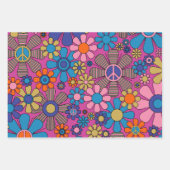Groovy Retro Peace Blume 60er 70er farbenfrohe Blü Geschenkpapier Set (Vorderseite 3)