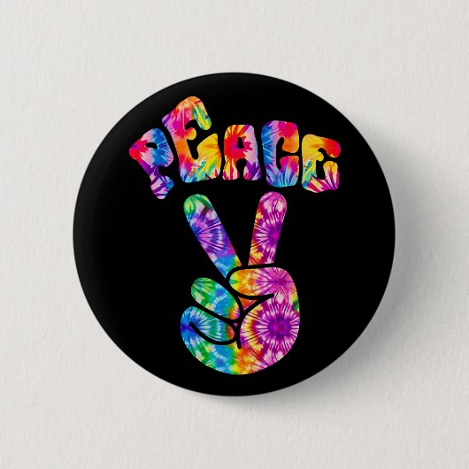 Groovy Retro Peace Hand Button (Vorderseite)