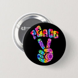 Groovy Retro Peace Hand Button