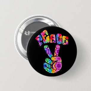 Groovy Retro Peace Hand Button