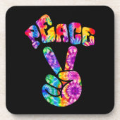 Groovy Retro Peace Hand Getränkeuntersetzer (Vorderseite)