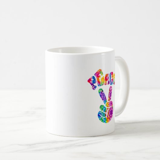 Groovy Retro Peace Hand Kaffeetasse (VorderseiteRechts)