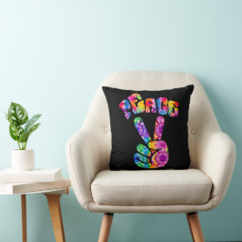 Groovy Retro Peace Hand Kissen