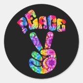 Groovy Retro Peace Hand Runder Aufkleber (Vorderseite)